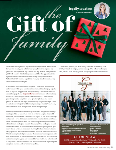 THE GIFT FAMILYDecember 2020, Legally Speaking article in Ocotillo Living Magazine